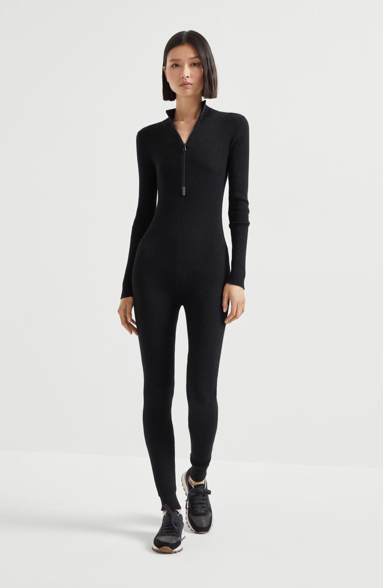 Brunello Cucinelli Sparkling jumpsuit with monili, Alternate, color, Black
