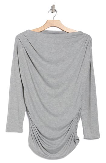 Renee C Off-the-shoulder Knit Top In Gray