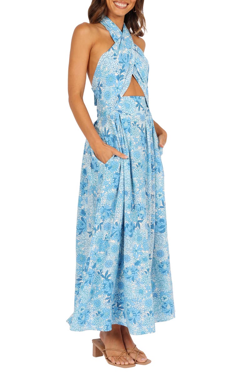 Petal & Pup Clover Cotton Blend Maxi Dress, Alternate, color, Blue Floral