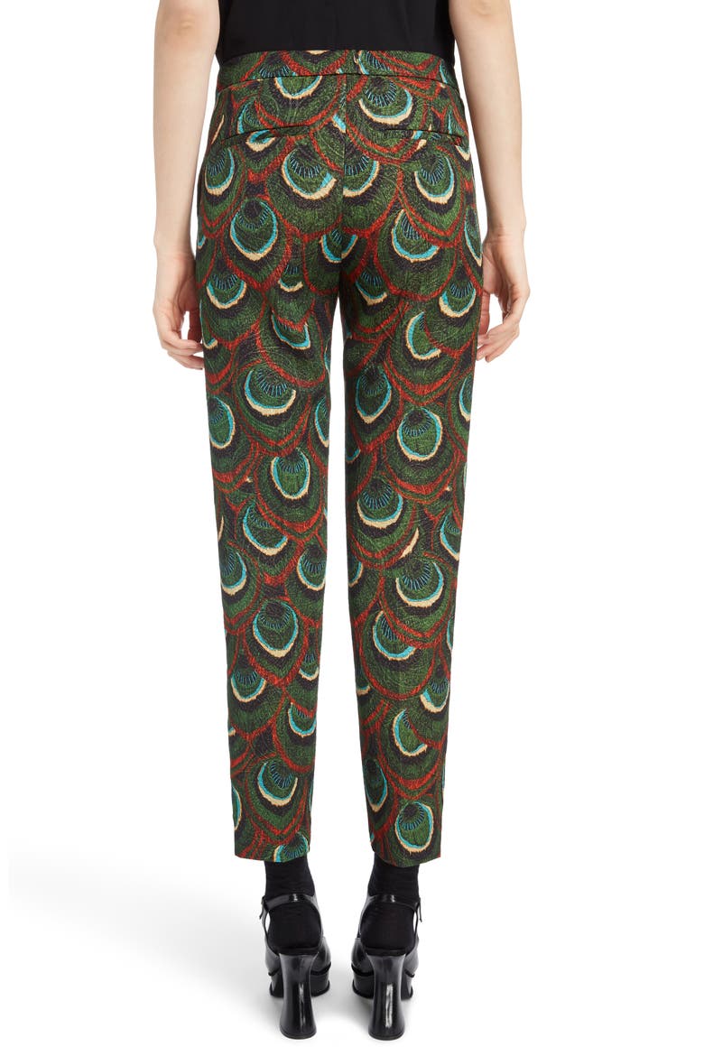 Peacock Print Crop Pants, Alternate, color, GREEN