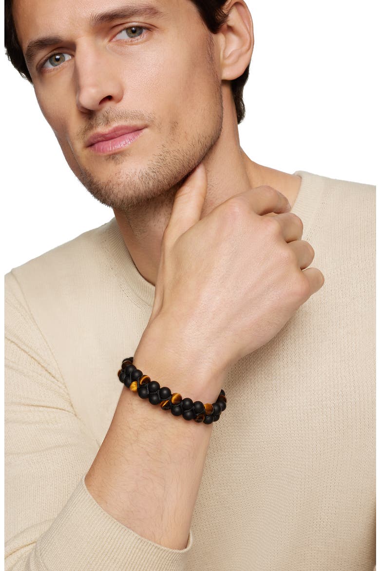 Spiritual Beads Two Row Woven Bracelet, 8mm, Alternate, color, ZDNUBLACK ONYX