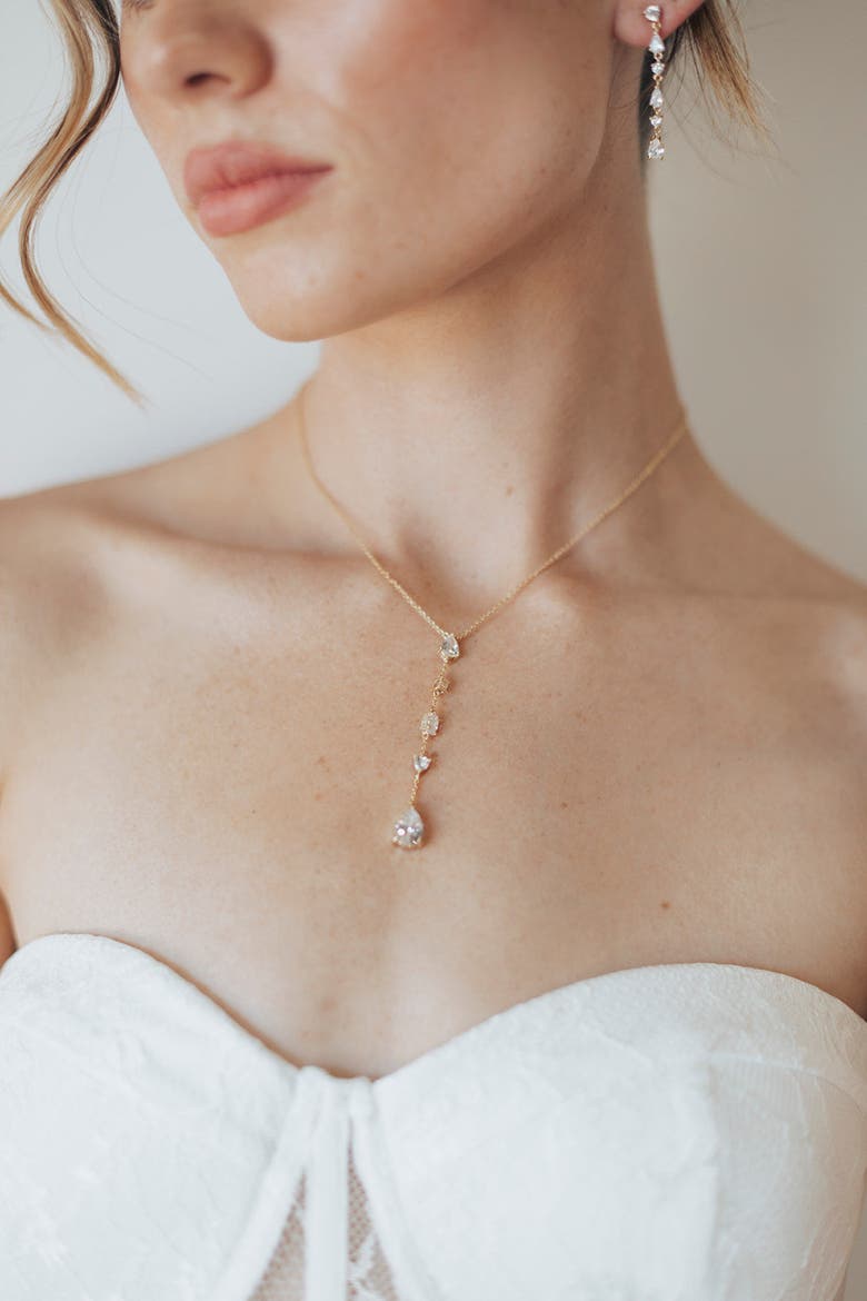 Lunar Crystal Drop Pendant, Alternate, color, Gold