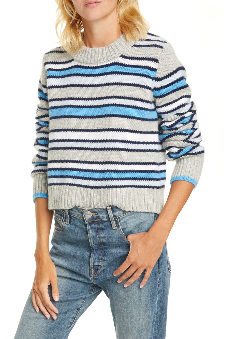 Mini Marin Stripe Wool & Cashmere Sweater, Main, color, TONAL BLUE