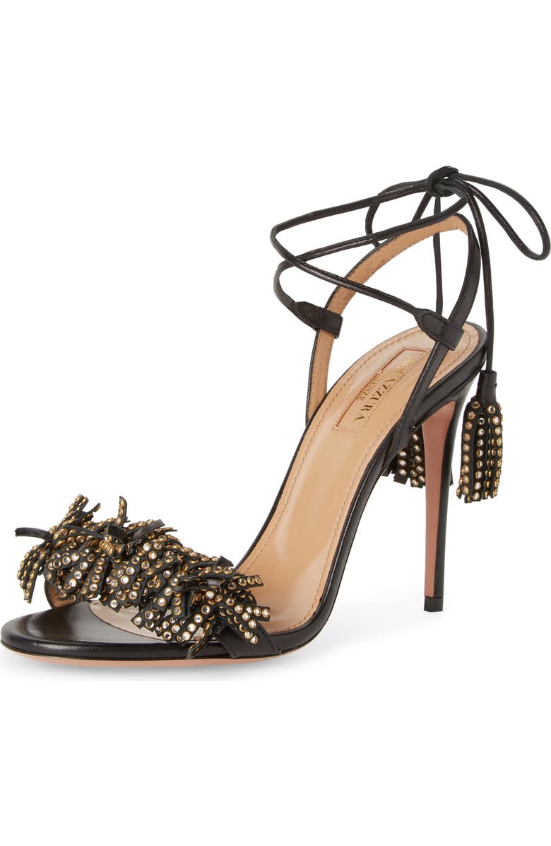 Aquazzura Wild Crystal Fringe Sandal, Main, color,