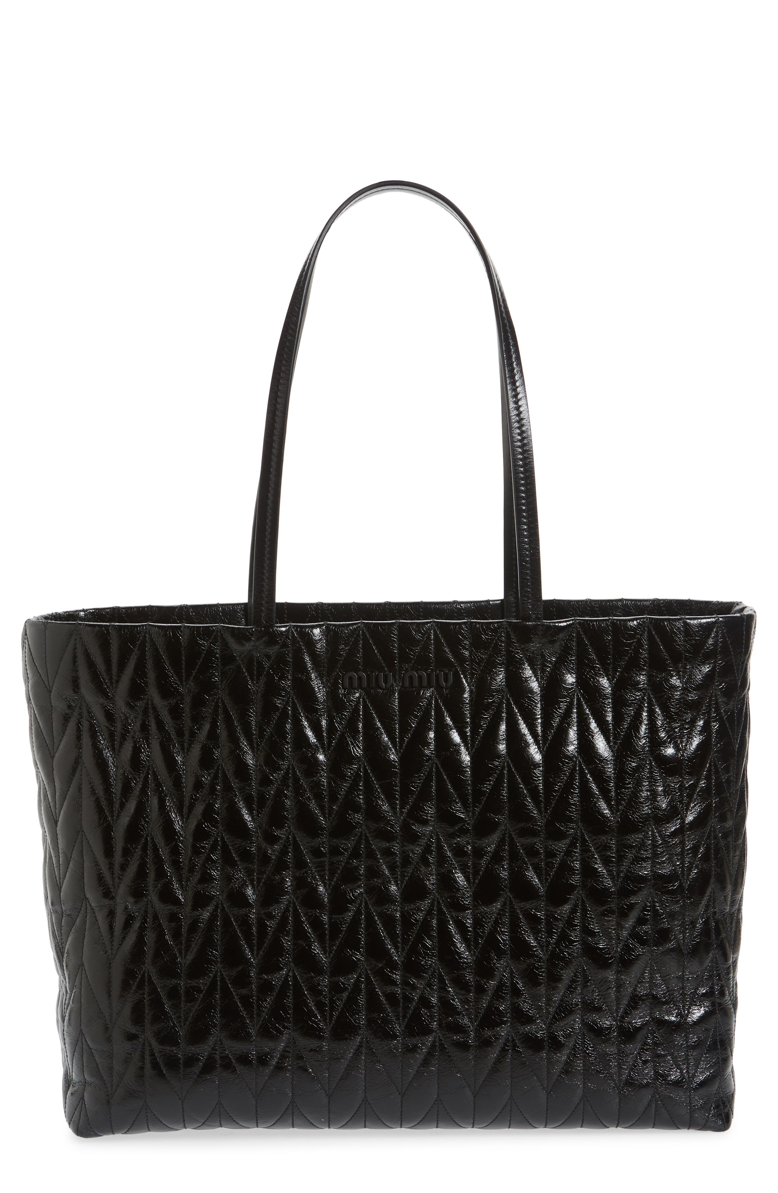 Miu Miu Trapuntato Quilted Calfskin Leather Tote, Main, color, 