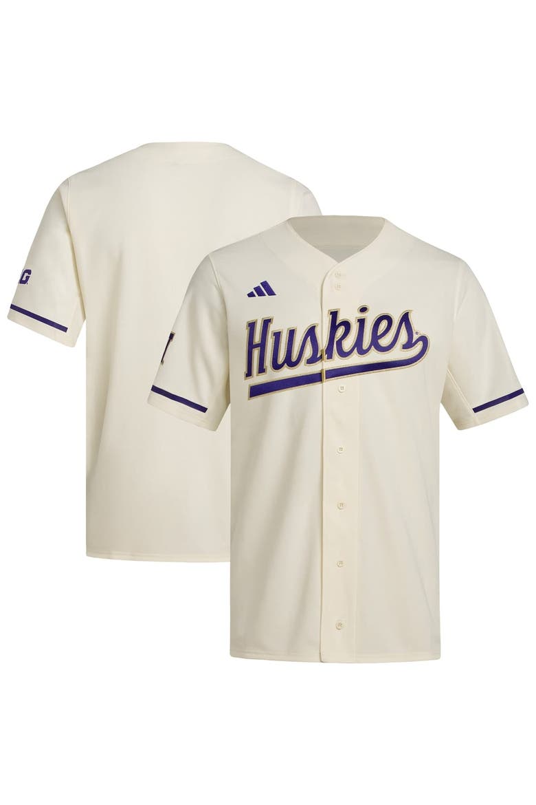 Men's adidas  Cream Washington Huskies Replica Baseball Jersey, Alternate, color, Cream