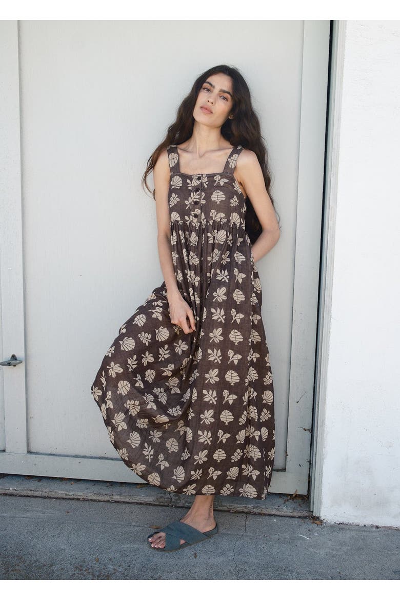 Gabby Button-up Ankle Length Dress, Alternate, color, Botanical