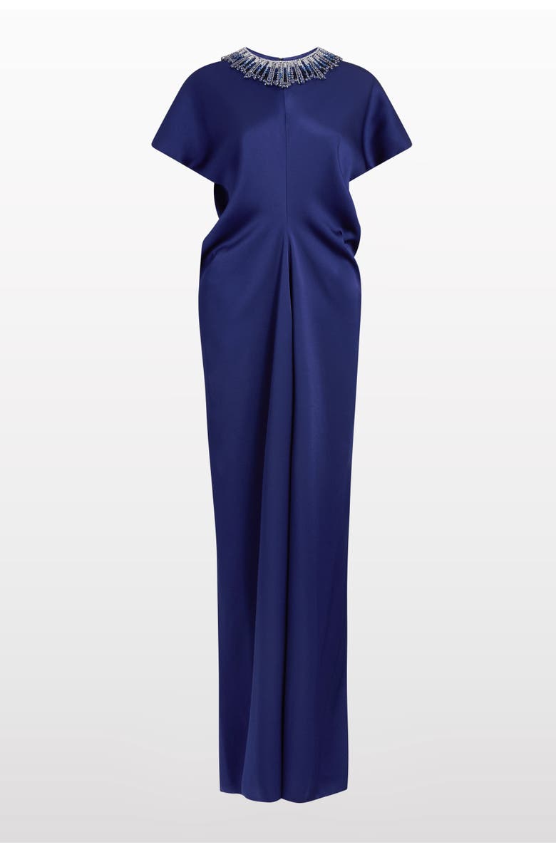 Jenny Packham Novak Embellished-Collar Maxi Dress, Main, color, Abyss Blue