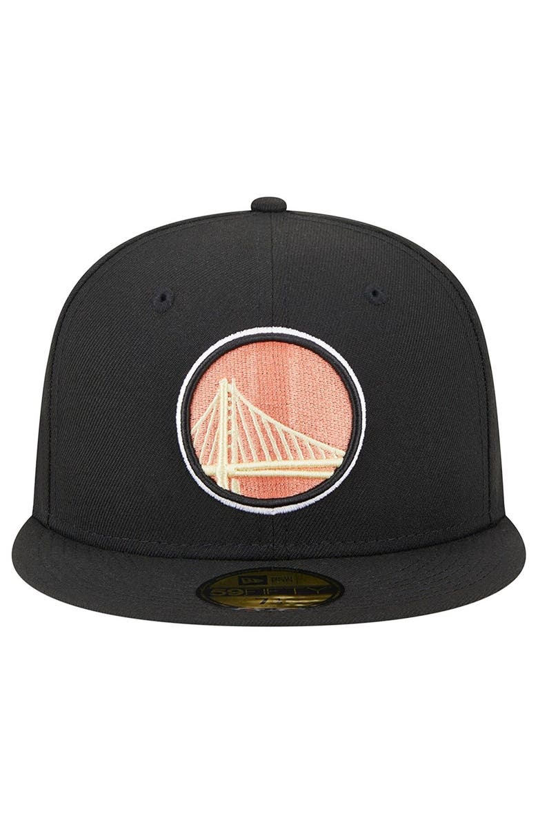 New Era Men's New Era Black Golden State Warriors Floral Side 59FIFTY Fitted Hat, Alternate, color,