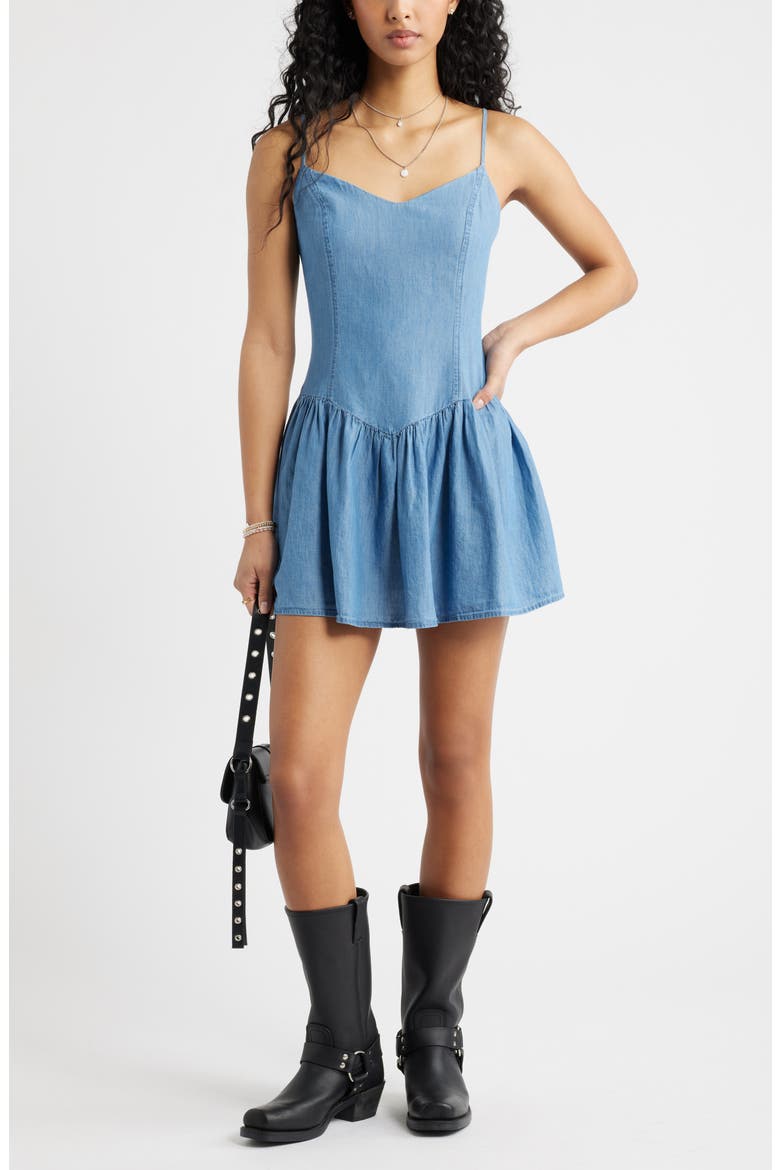 Cotton Chambray Minidress, Alternate, color, MEDIUM CHAMBRAY