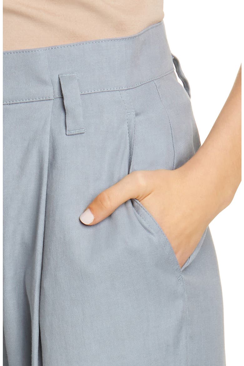 Pleated Stretch Linen & Cotton Pants, Alternate, color, CLOUD