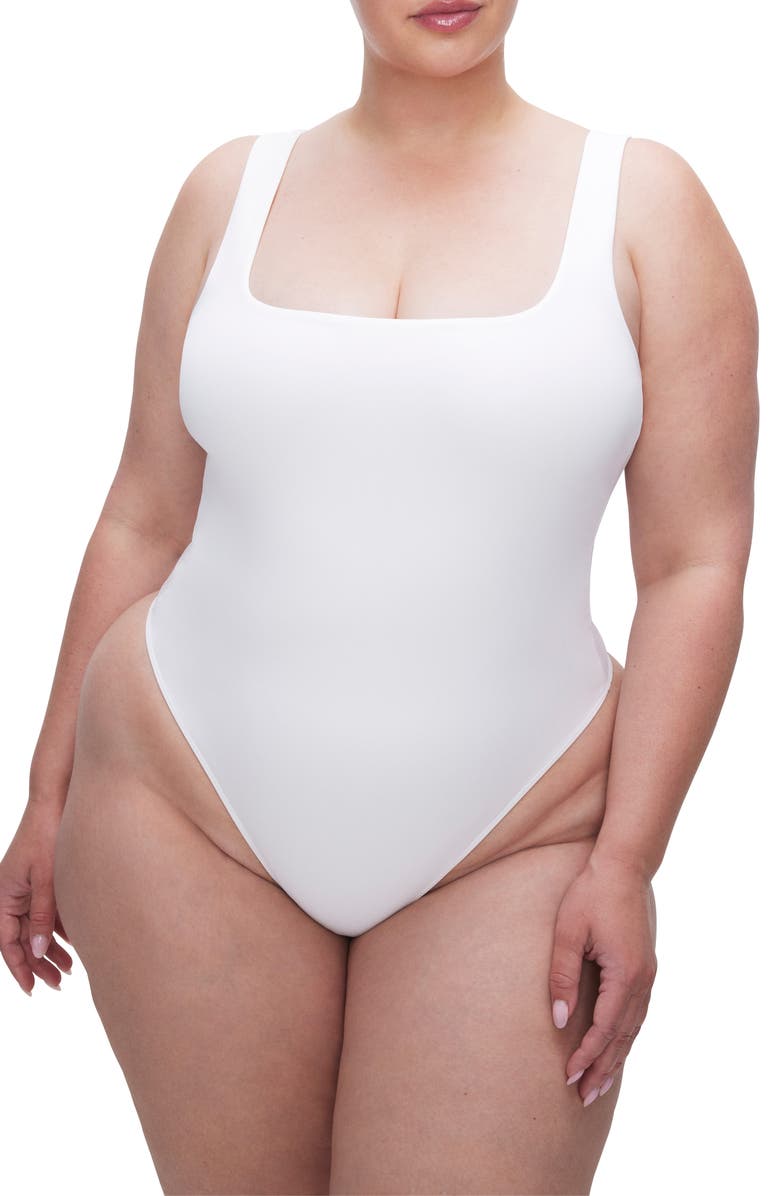 Good American Sculpting Modern Tank Bodysuit, Alternate, color, White001