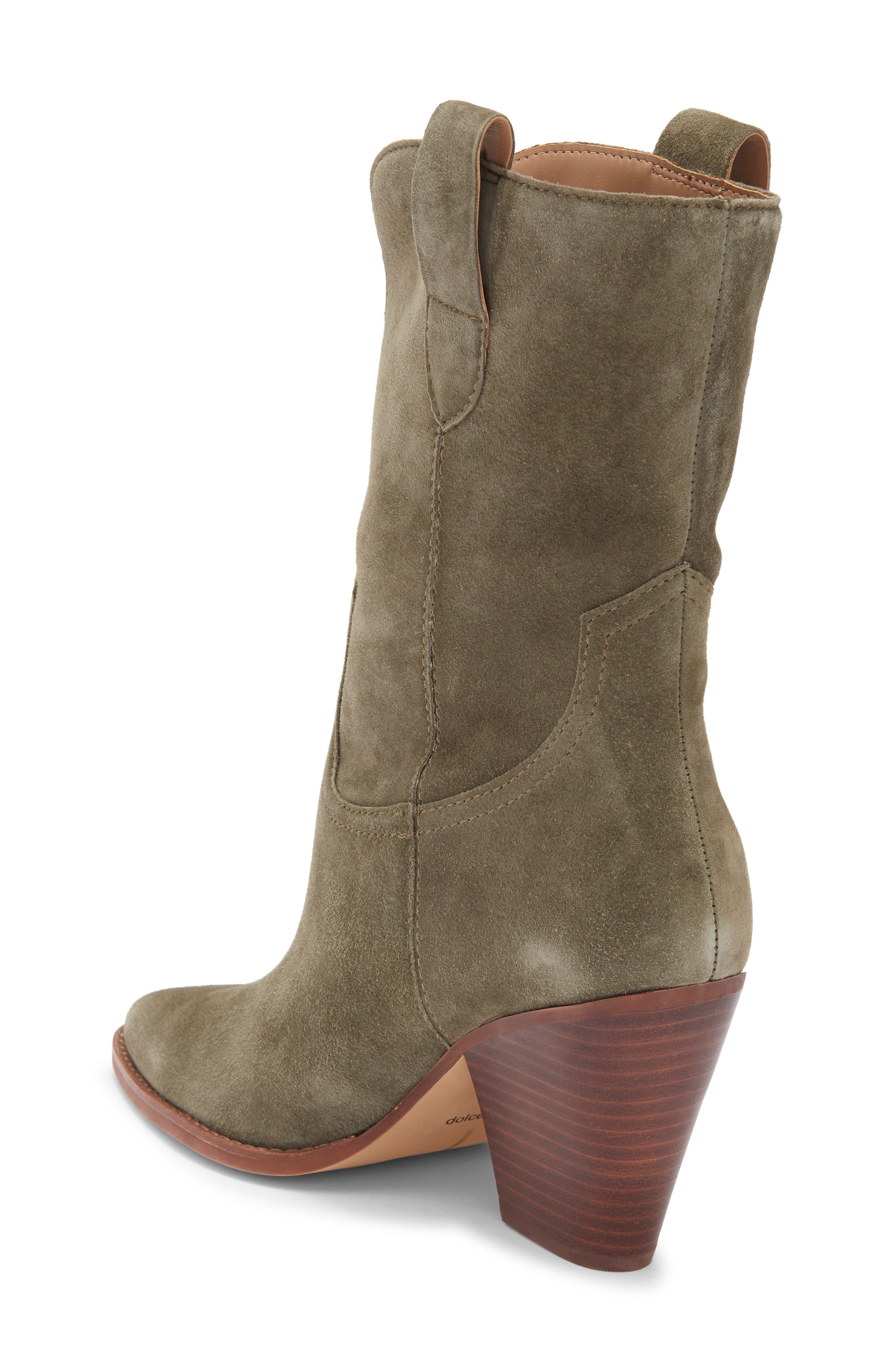 Dolce Vita Jessey Western Boot, Alternate, color, Moss Suede