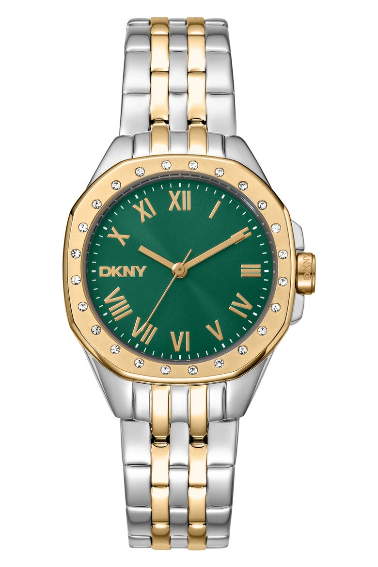 Three Hand Quartz Bracelet Watch, 32mm, Main, color, TWO TONE SILVER / GOLD