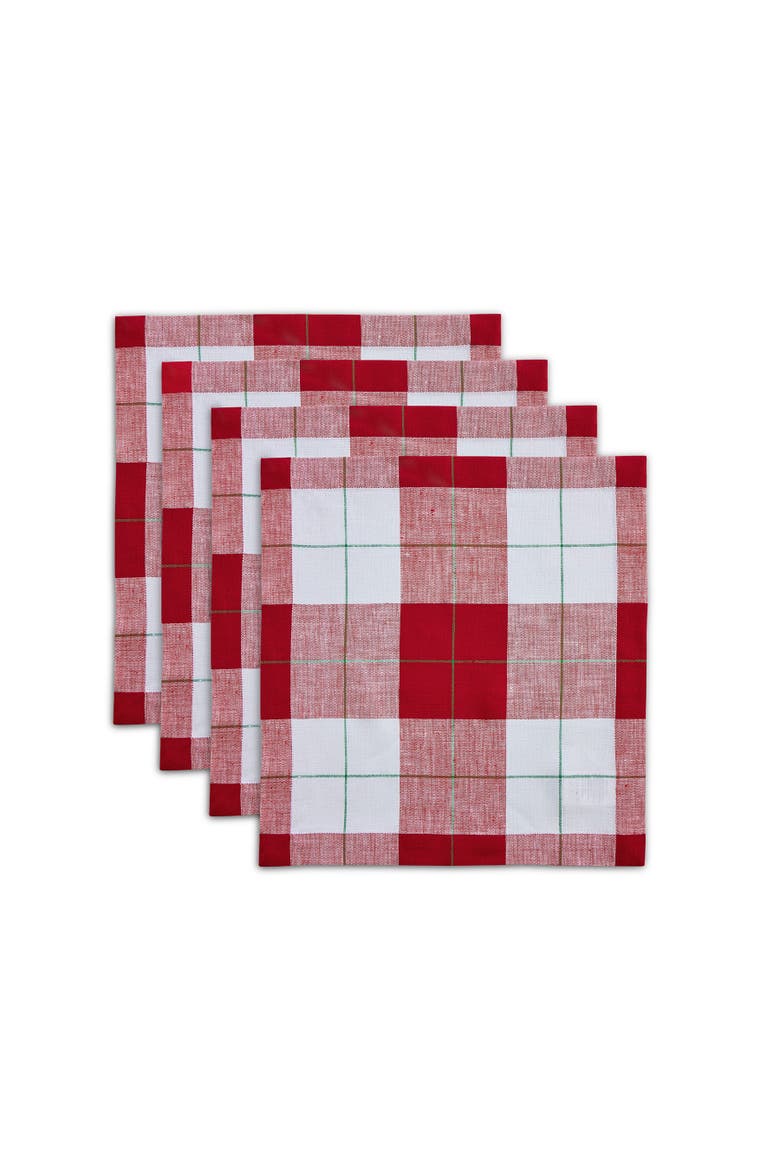 Linen Square Placemats Set of 4, 14 x 14" - Very Merry Plaid, Main, color, Very Merry
