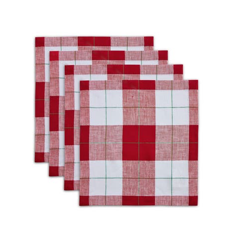 Linen Square Placemats Set of 4, 14 x 14" - Very Merry Plaid
