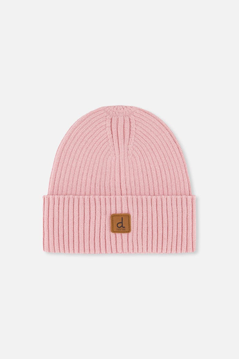 Ribbed Knit Logo Patch Beanie, Main, color, Pale Dusty Pink
