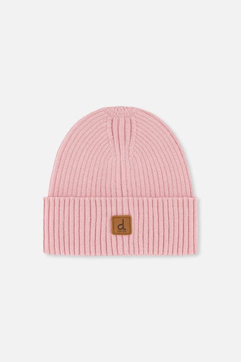 Ribbed Knit Logo Patch Beanie