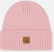 Deux par Deux Ribbed Knit Logo Patch Beanie