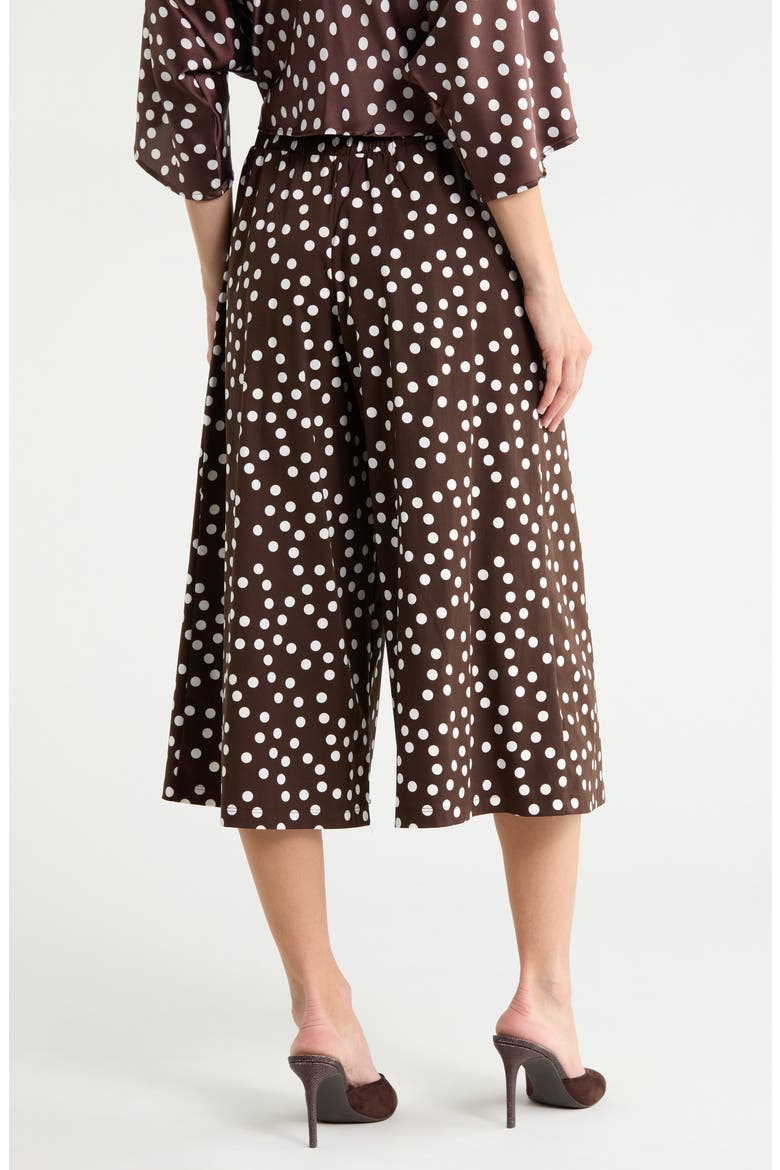 Polka Dot Wide Leg Capri Pants, Alternate, color, BROWN