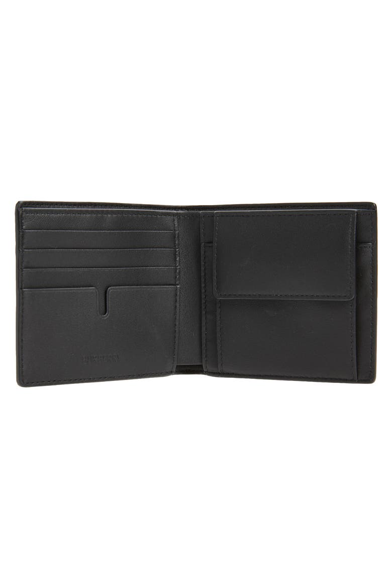 Check Coated Canvas & Leather Bifold Wallet, Alternate, color, IRON