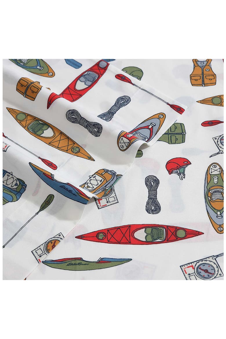 Kayak Adventure Twin Cotton Percale Sheet Set, Alternate, color, RED