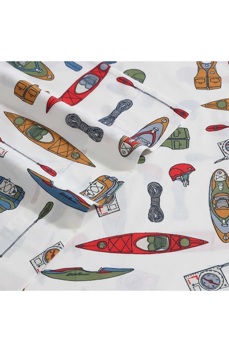 Eddie Bauer Kayak Adventure Twin Cotton Percale Sheet Set, Alternate, color, Red