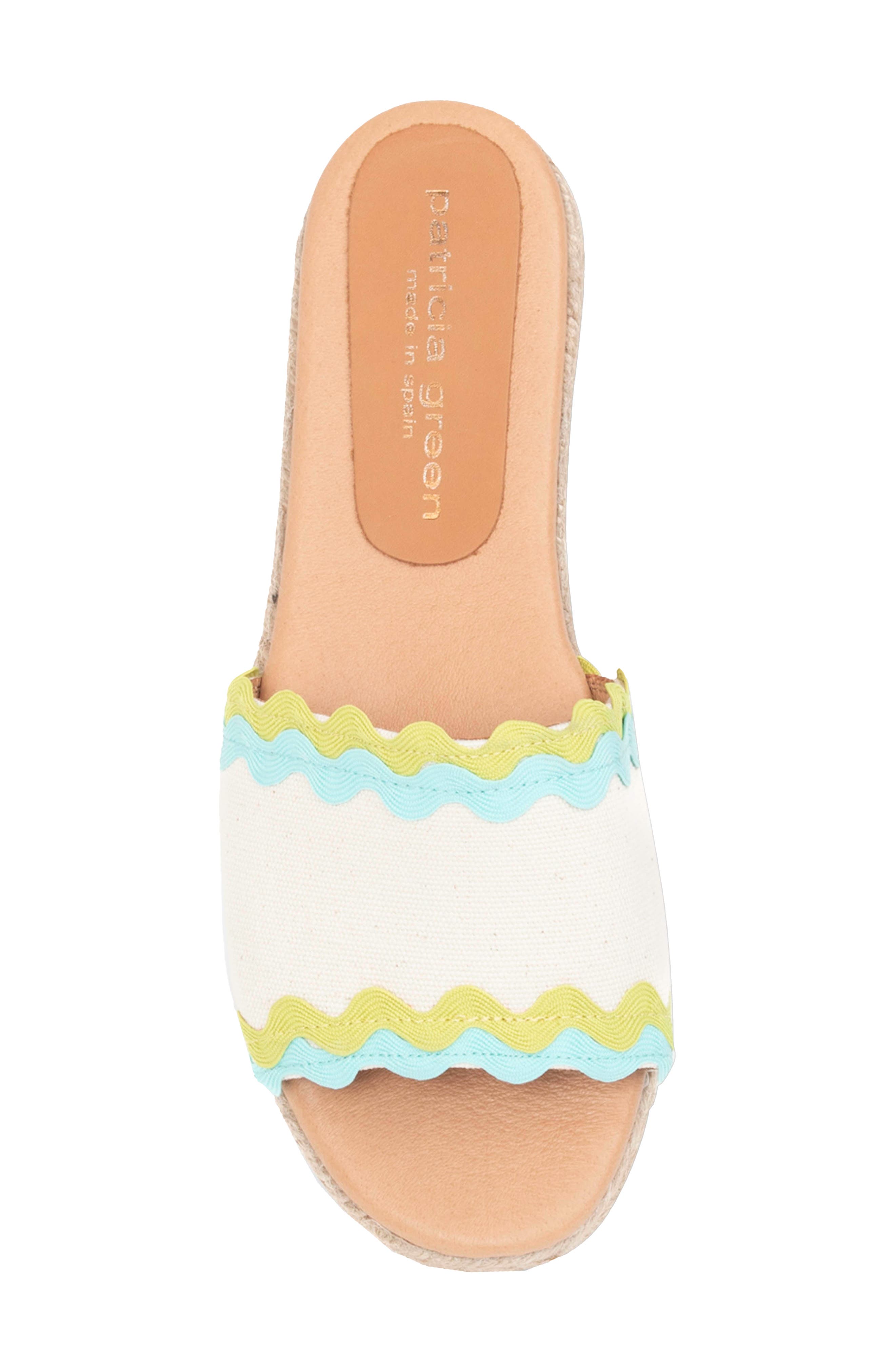 patricia green Ava Ric Rac Platform Espadrille Slide Sandal, Alternate, color, Lime/ Aqua