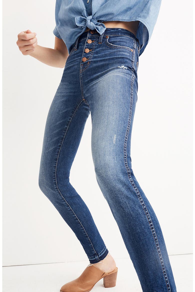 10-Inch High Waist Drop Hem Skinny Jeans, Alternate, color, ROSE CLIFF