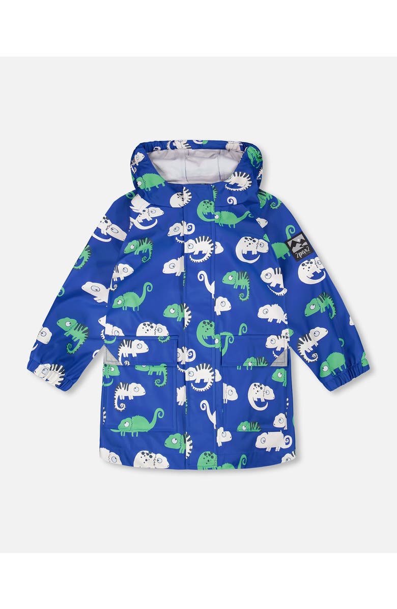 Deux par Deux Polyurethane Chameleon Rain Jacket, Main, color, Blue Chameleon Print
