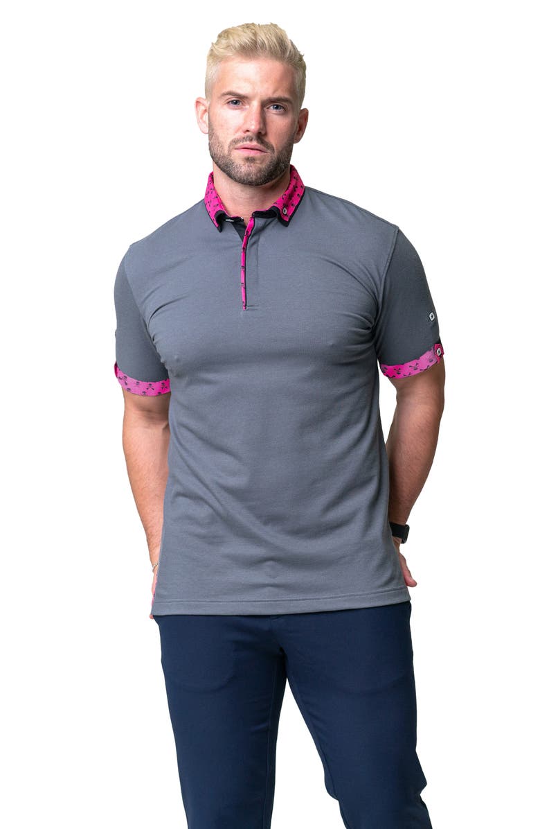 Maceoo Mozartsolid Crossbone Grey Jersey Polo, Alternate, color, Grey
