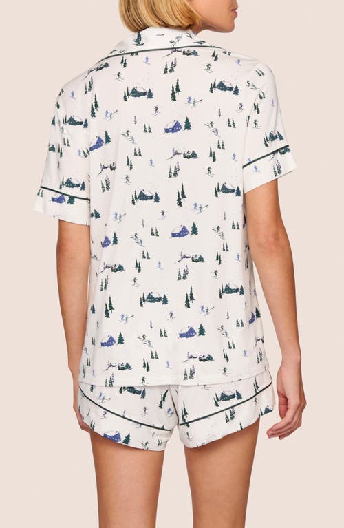 Eberjey Gisele Printed Relaxed Jersey Knit Short Pajamas In White