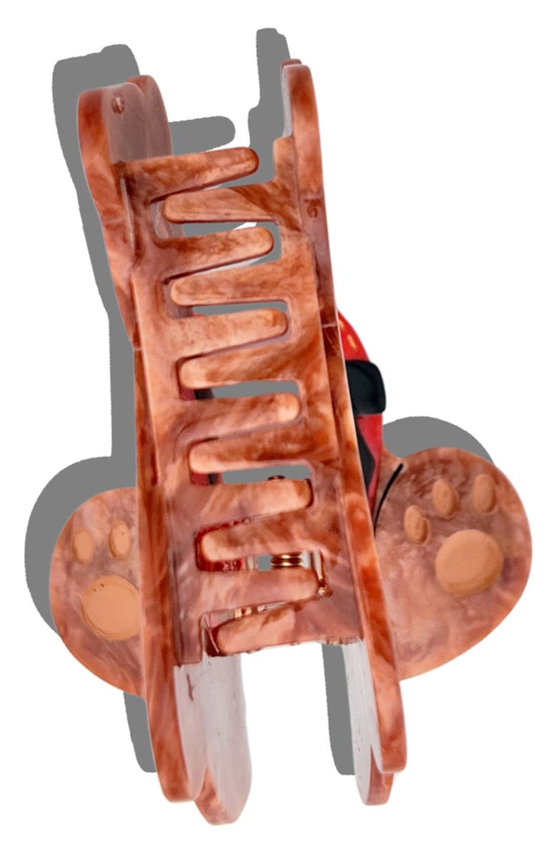 Solar Eclipse Hand Painted Teddy Claw Clip, Alternate, color, Brown