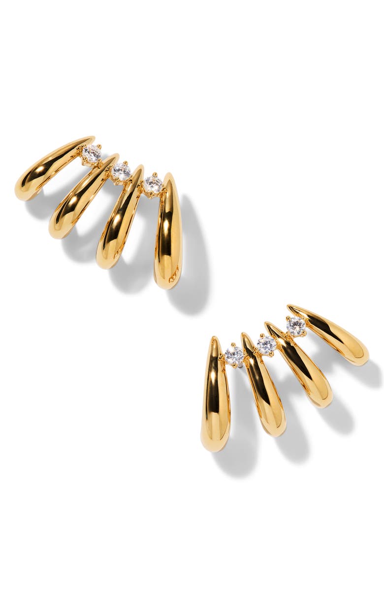 Nadri Pisa Hoop Climber Earrings, Main, color, Gold