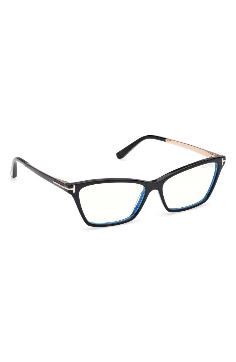 TOM FORD 56mm Butterfly Optical Glasses, Alternate, color, Shiny Black / Black Enamel