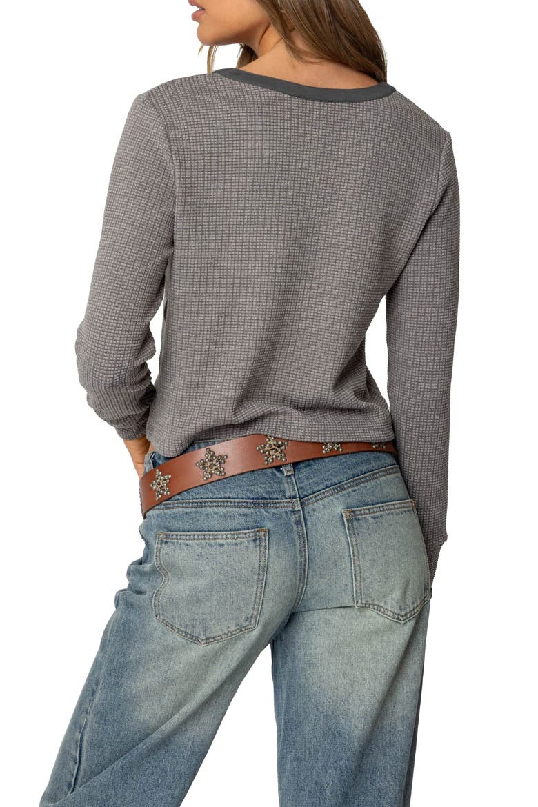 Ruth Long Sleeve Waffle Stitch Henley, Alternate, color, GRAY-MELANGE