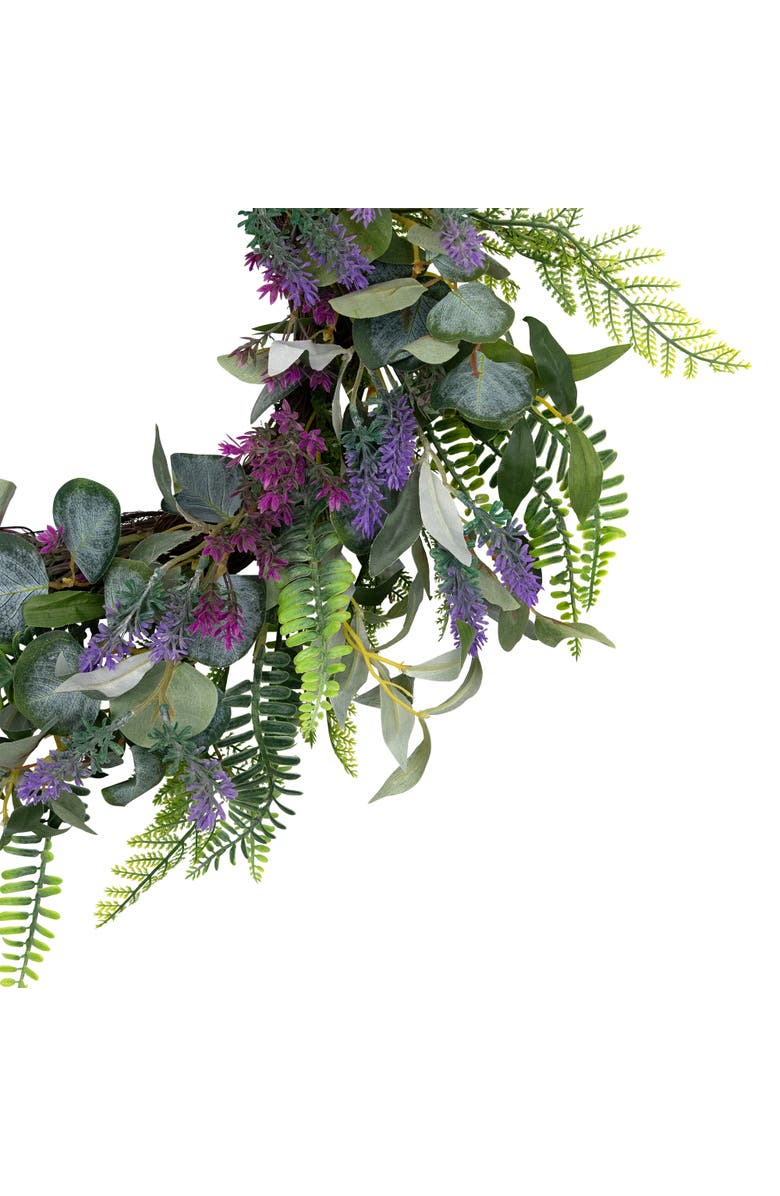 Northlight Lavender and Mixed Foliage Artificial Floral Spring Wreath, Purple and Green - 22-Inch, Alternate, color, Purple