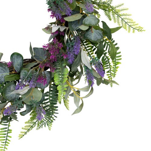 Northlight Lavender And Mixed Foliage Artificial Floral Spring Wreath, Purple And Green In Purple