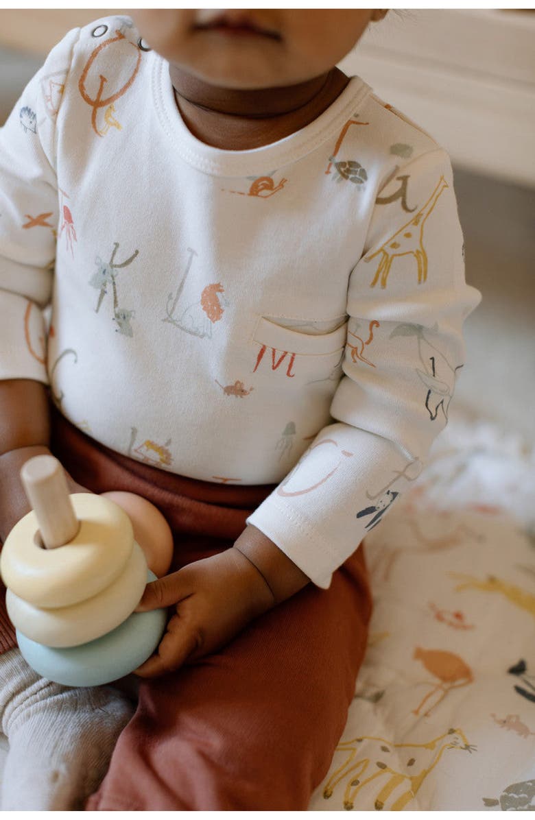 Pehr Shoulder Snap Pocket Organic Cotton Bodysuit, Alternate, color, A To Zoo