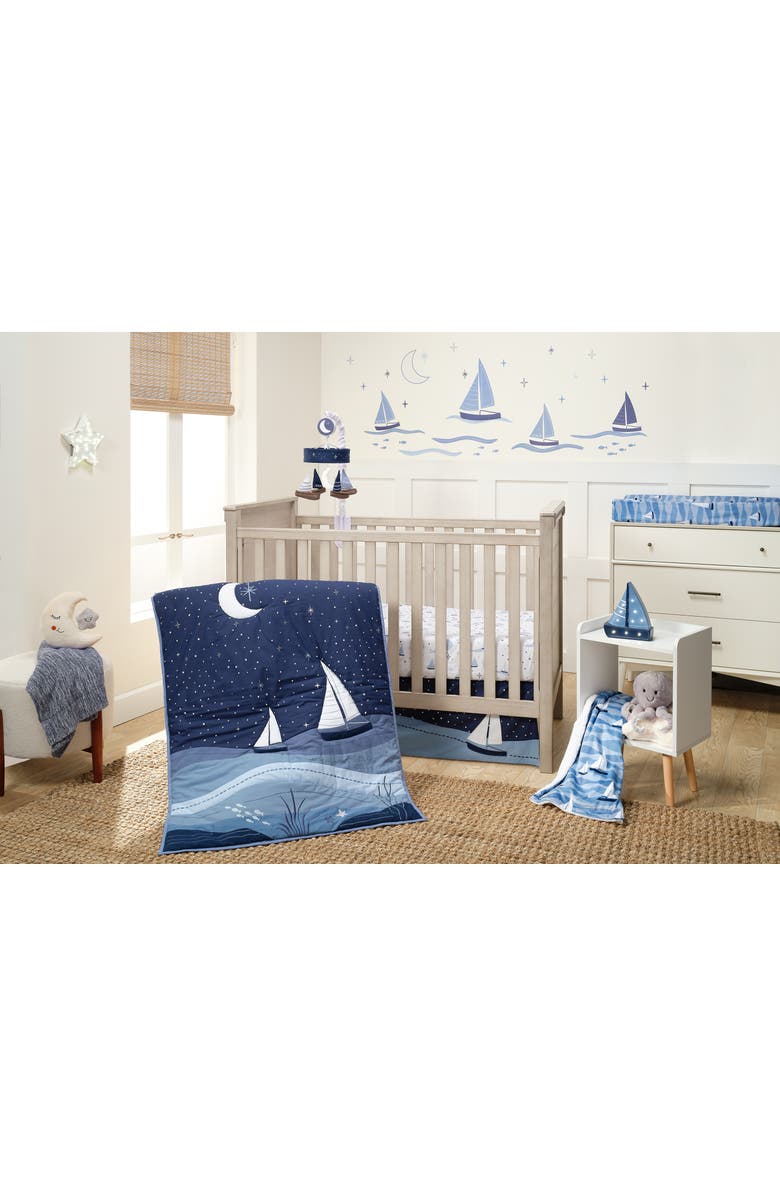 Lambs & Ivy Little Skipper Nautical Ocean Sailboat Soft Changing Pad Cover, Alternate, color, Blue