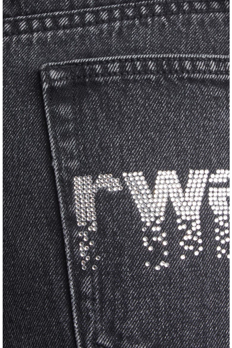 Hotfix Logo Relaxed Fit Cutoff Denim Shorts, Alternate, color, GREY AGED