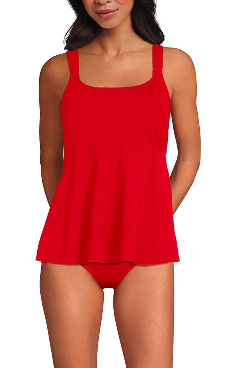 Adjustable Scoop Neck Flutter Tankini Top