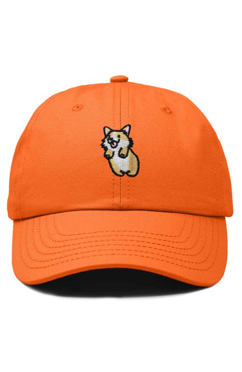 Dalix Leaping Corgi Embroidered Cap In Orange