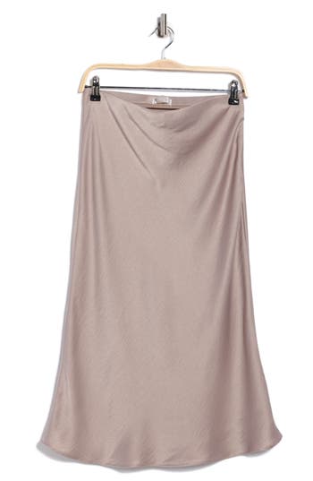 Nordstrom Rack Textured Satin Midi Skirt In Brown
