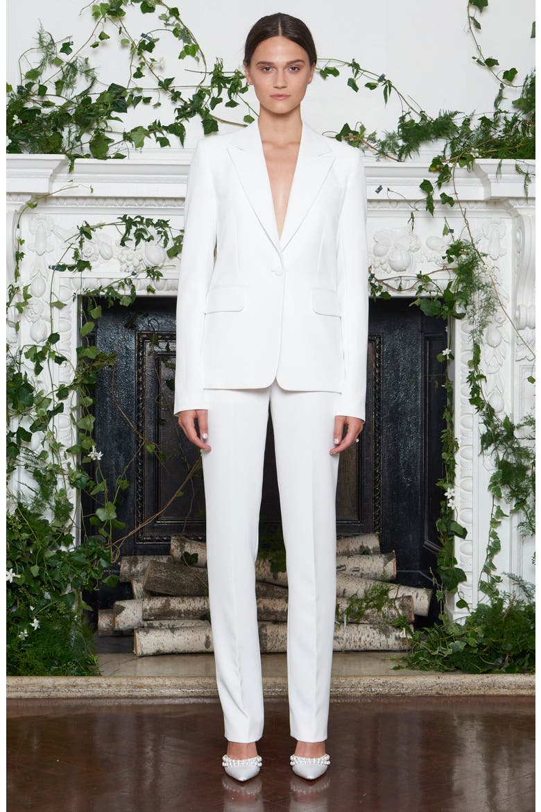 Yoko Double Weave Tuxedo Pants, Alternate, color, SILK WHITE