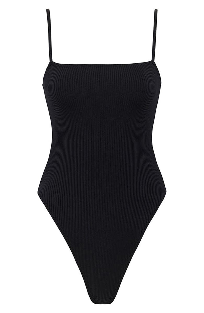 MONTCE Jacelyn Rib One-Piece Swimsuit, Alternate, color, Black Rib