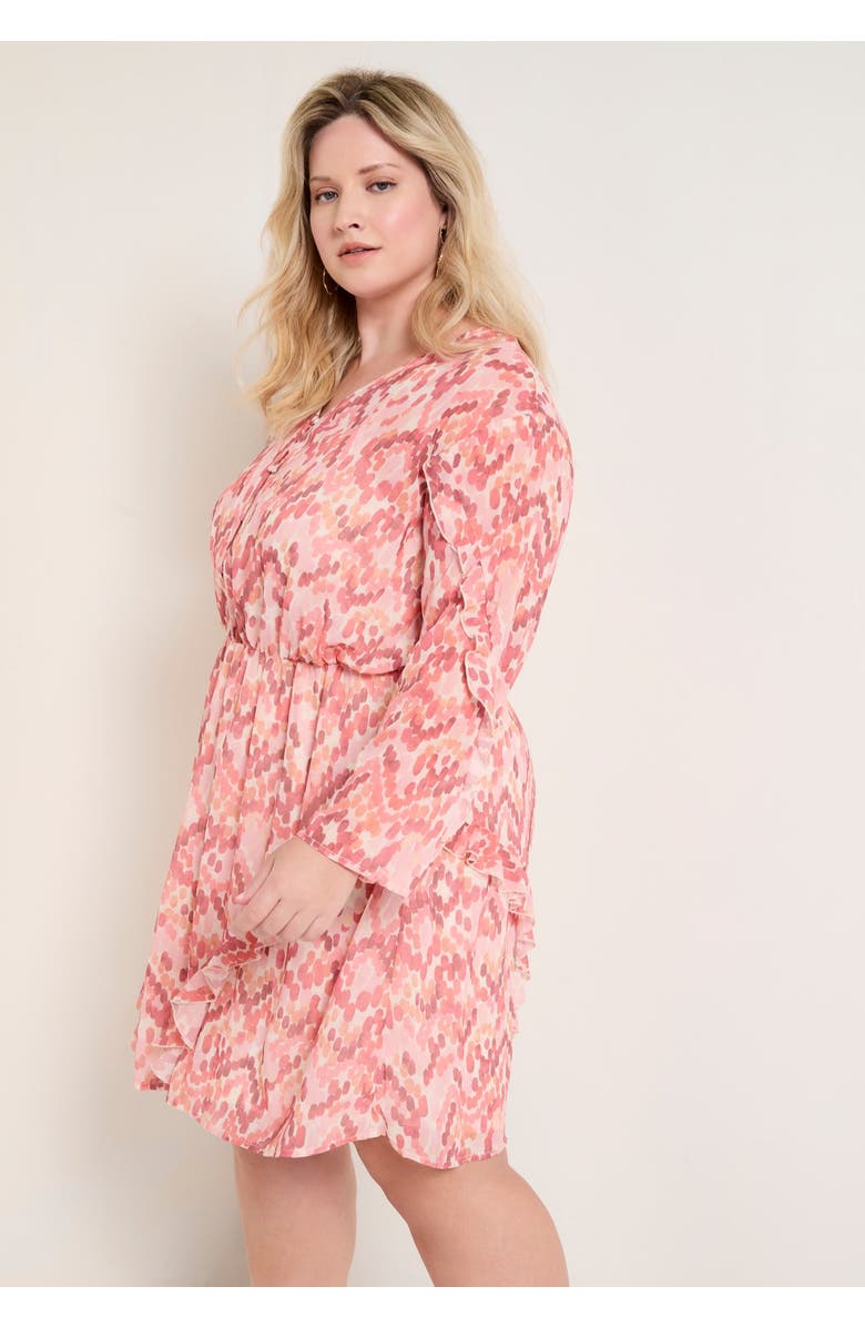 June + Vie Ruffle Detail Mini Dress, Alternate, color, Painter's Dots