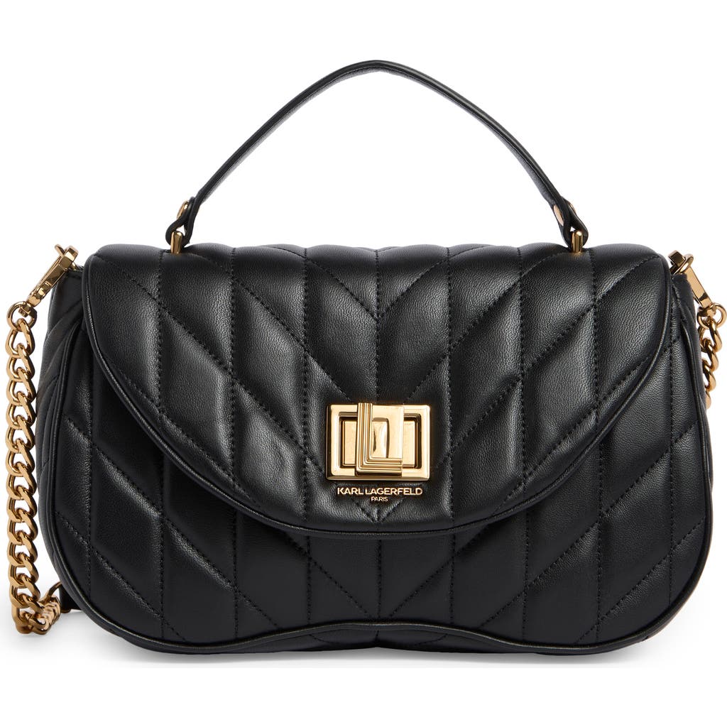 Karl Lagerfeld Paris Lafayette Quilted Leather Satchel In Black