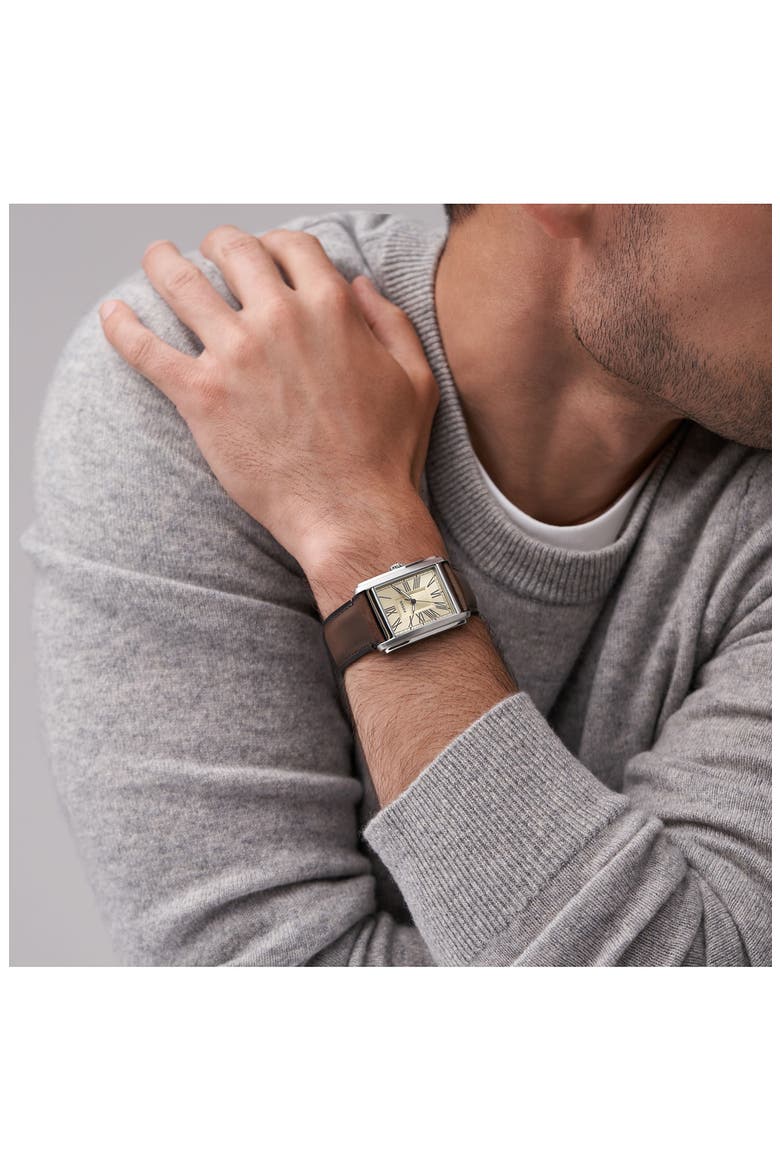 Carraway Leather Strap Watch, 30mm, Alternate, color, BROWN/ SILVER