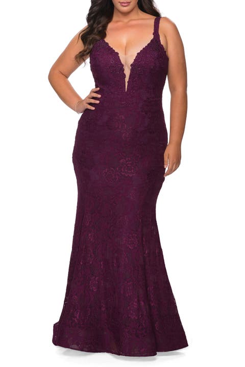 Plus SIze Dress Lace Fitted Long Gown